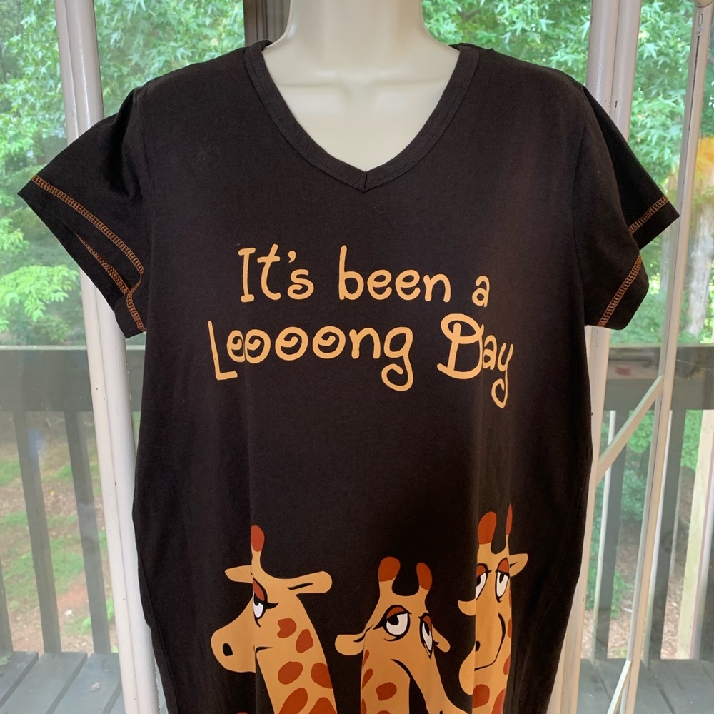 Lazy One Black Giraffe Pajama Top